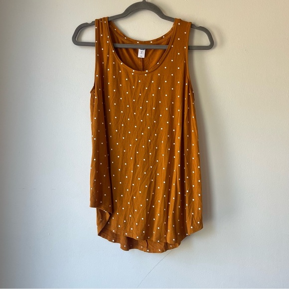 Old Navy Luxe Rust Orange White Polka Dot Sleeveless Tank Top Women’s Size M - Picture 1 of 7